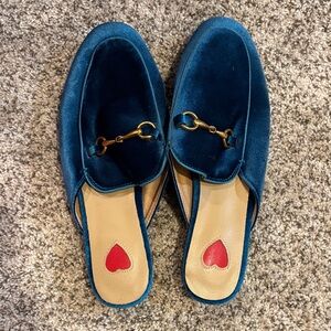 Luxurious Velvet Women's Mules with Gold Accent
